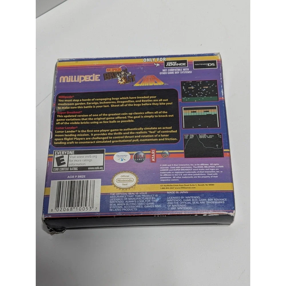 Millipede/Super Breakout/Lunar Lander - Game Boy Advance(GBA)Complete in Box CIB